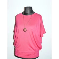 Bluzka Sonia w luźnym stylu oversize krótki rękaw - różowa